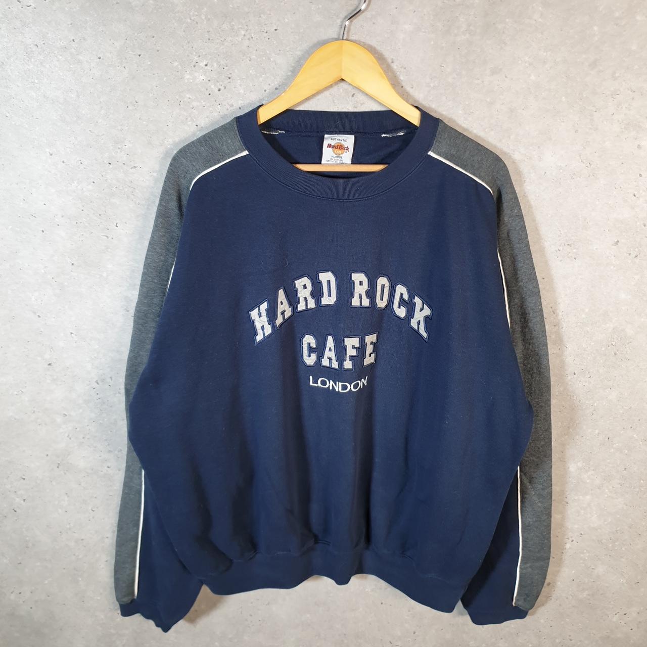 Vintage Hard Rock Cafe London Sweatshirt Mens XL Navy Blue USA Embroidered