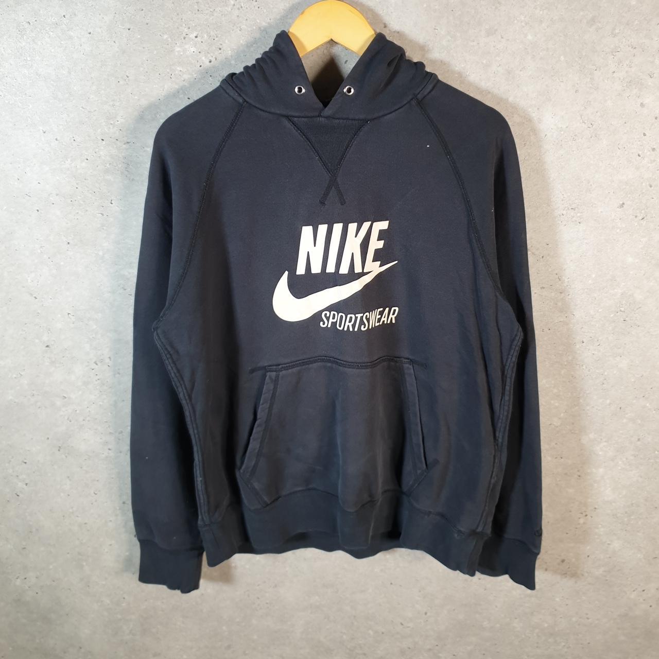 Vintage Nike 90s Club Hoodie Men’s Large Black Swoosh Y2K Pullover