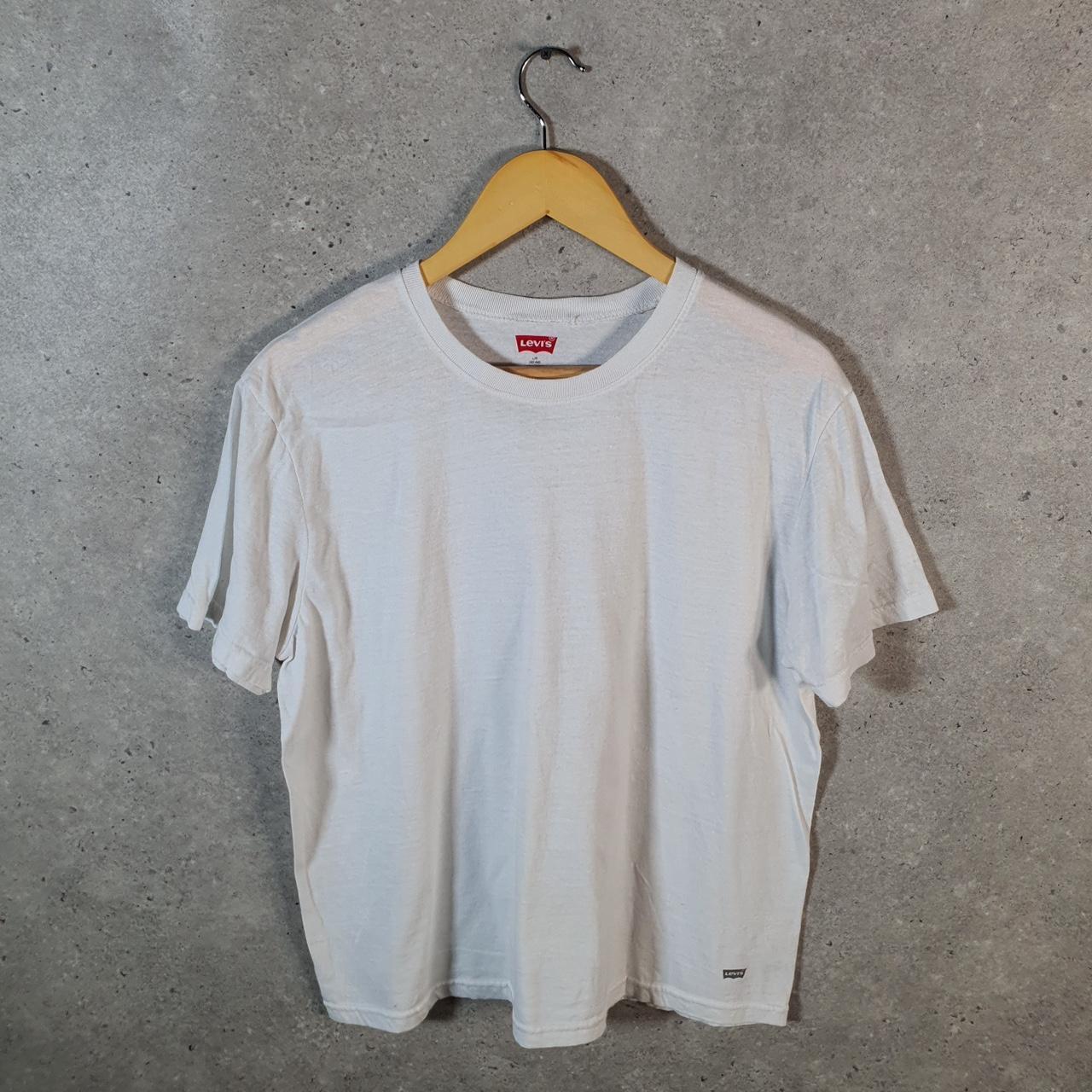 Vintage Levis Spellout T Shirt Shirt Womens Large White Logo Athletic Slim Fit