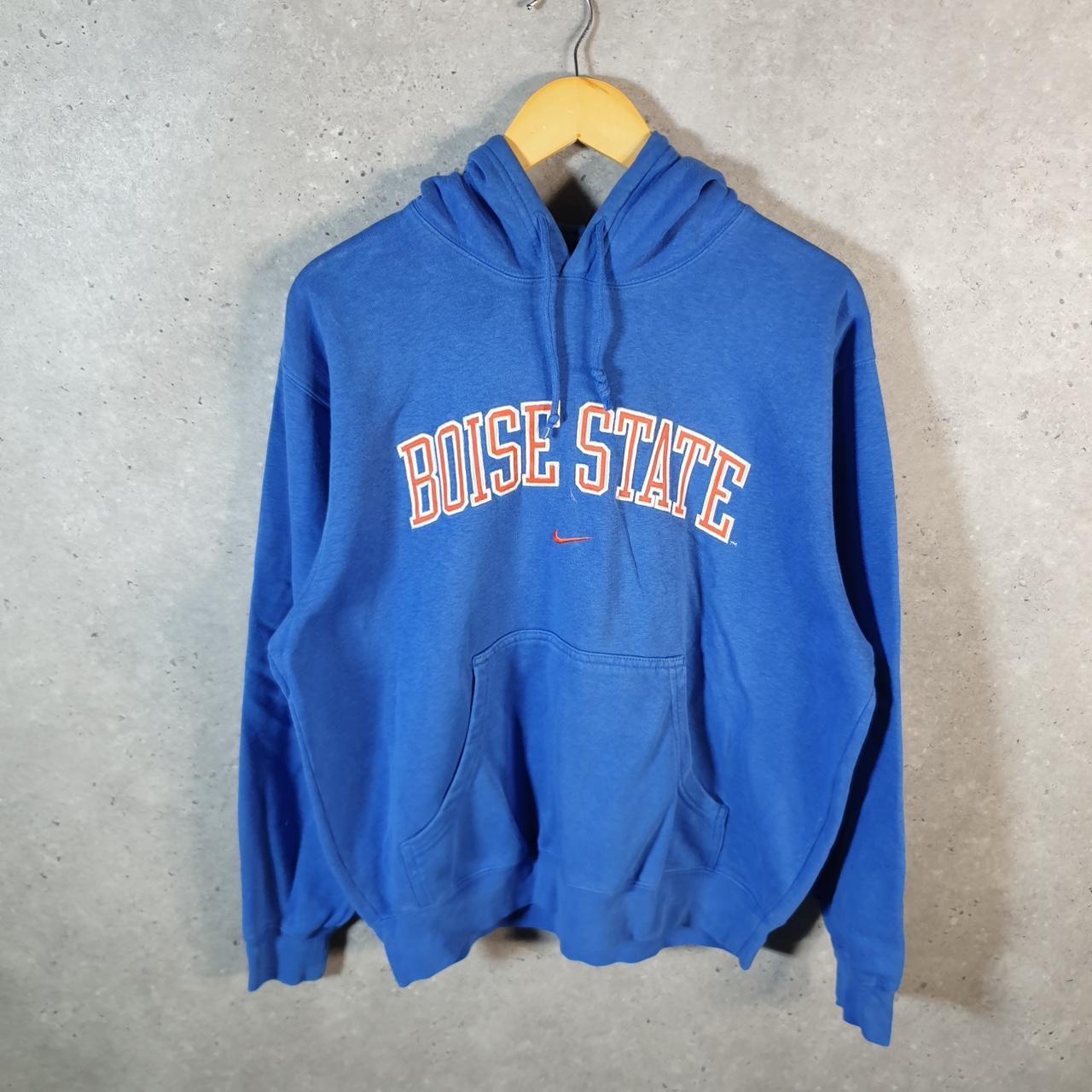 Vintage Nike Team Centre Swoosh Boise State Hoodie Men’s Small Blue Swoosh Y2K