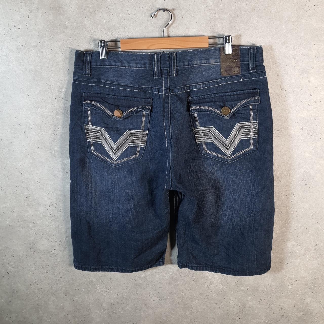 Vintage Jean Station Baggy Y2K Hip Hop Jorts Shorts Mens W38 Blue Denim USA A4678