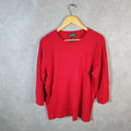 Vintage Ralph Lauren Polo Knit Sweater Womens 2XL Red Cotton Pullover