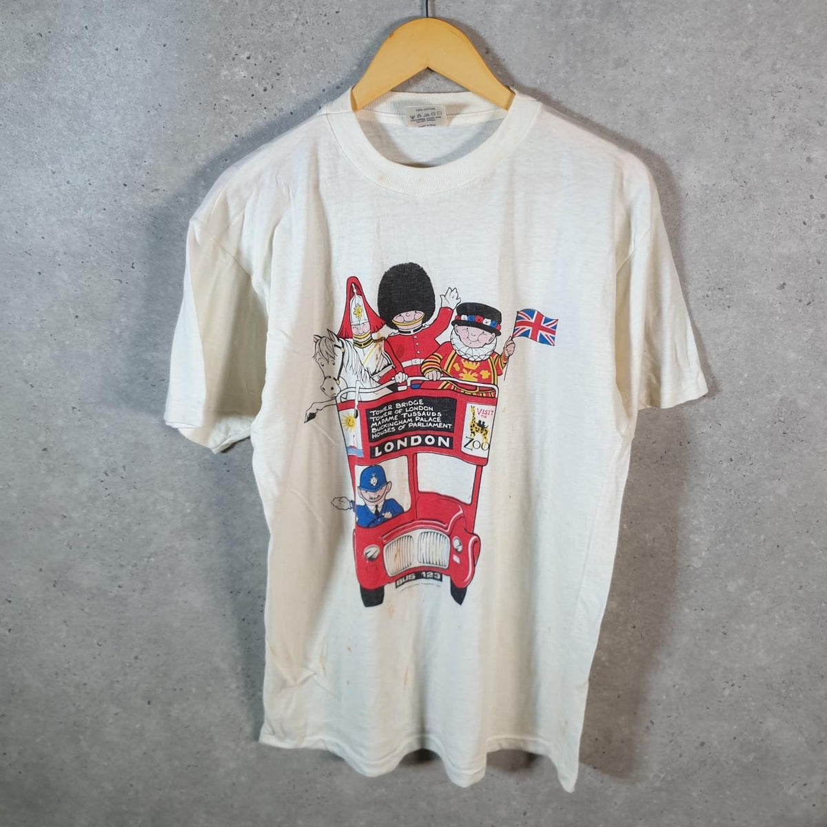 Vintage Splash Tower Bridge London 1988 USA Single Stitch T Shirt Men’s Large White