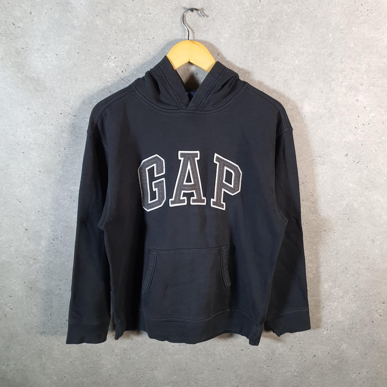 Vintage Gap Spellout Hoodie Womens 2XL Black Y2K Sweatshirt Logo Embroidered