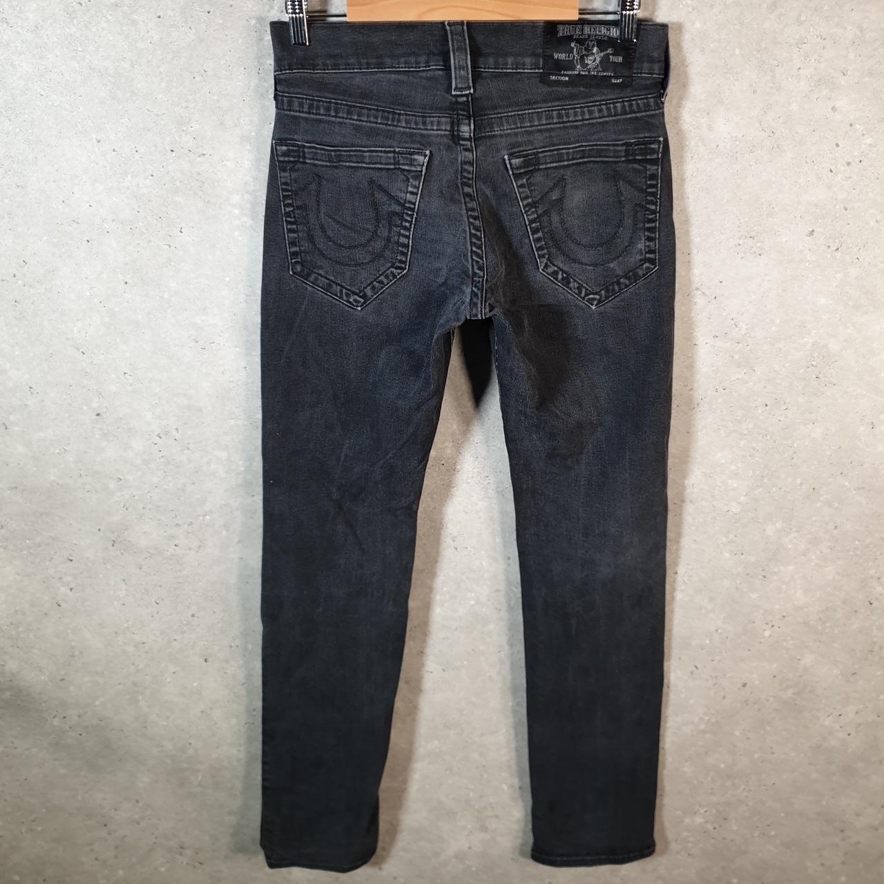 Vintage True Religion Slim No Flap Y2K Hip Hop Jeans Womens W29 Black Denim USA Big Fish Vintage