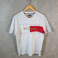 Vintage Tommy Hilfiger T Shirt Men’s Medium White Classic Fit Embroidered Logo