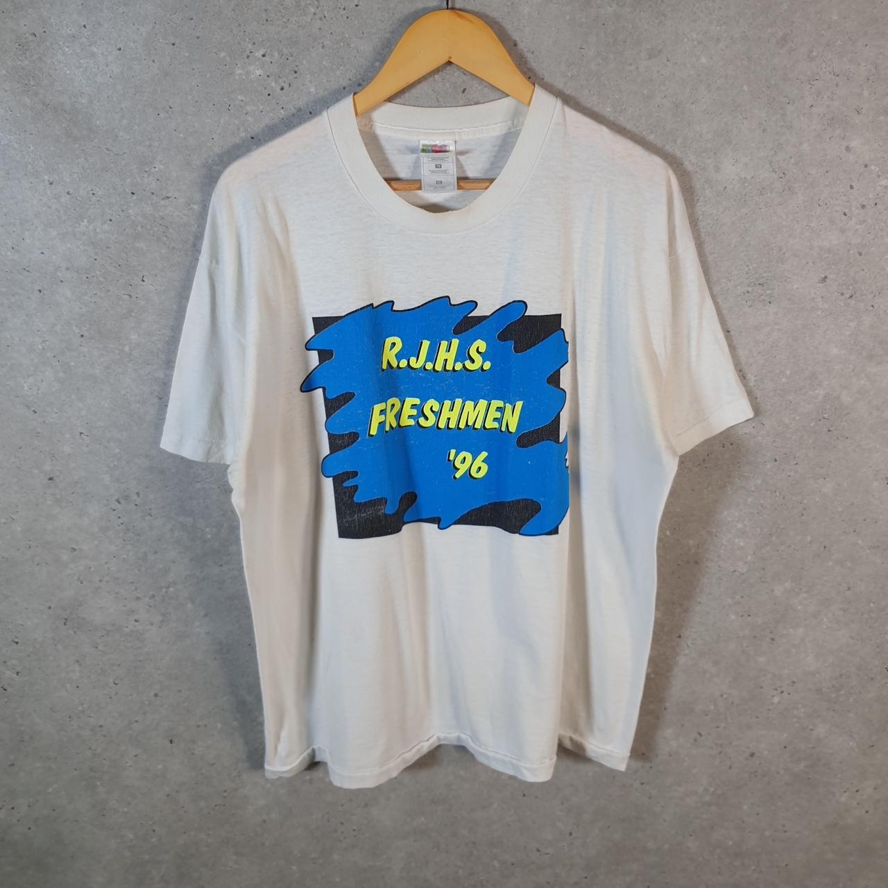 Vintage Fruit Of The Loom RJHS Freshman 1996 USA Single Stitch T Shirt Men’s XL White