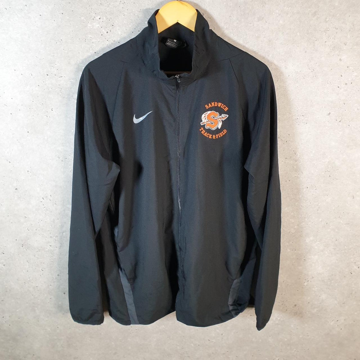 Vintage Nike Dri Fit Windbreaker Track Jacket Mens Large Black USA Swoosh Full Zip USA