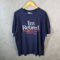Vintage Peacock I’m Retired Graphic 90s USA Single Stitch T Shirt Men’s XL Blue