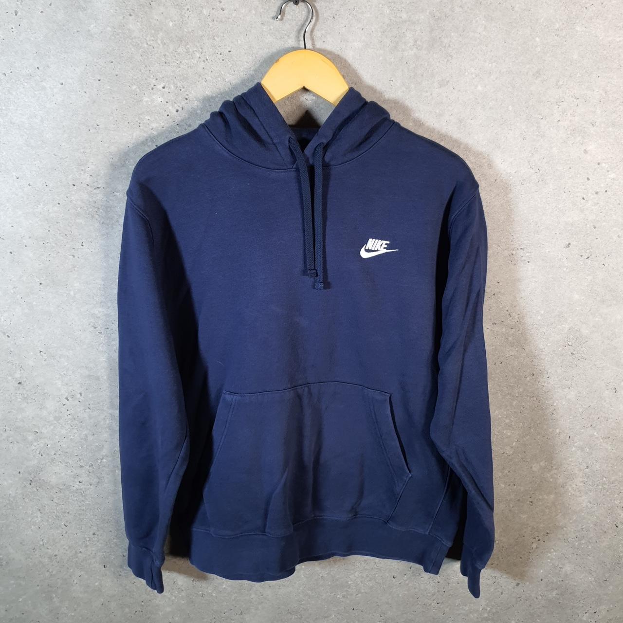 Vintage Nike Club Embroidered Hoodie Men’s Medium Navy Blue Swoosh Y2K Pullover