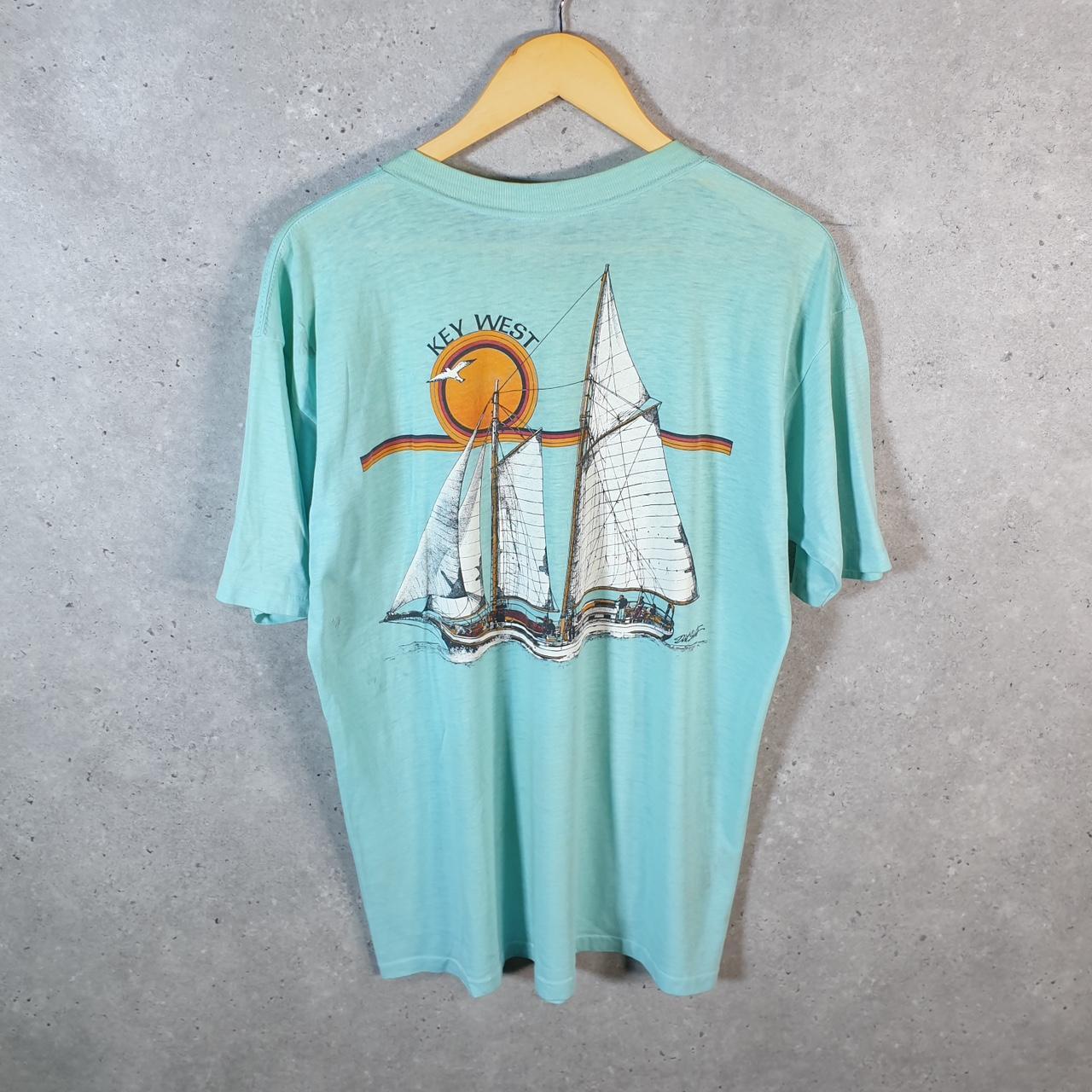 Vintage Key West Sailing Surfing USA Single Stitch T Shirt Men’s Large Blue