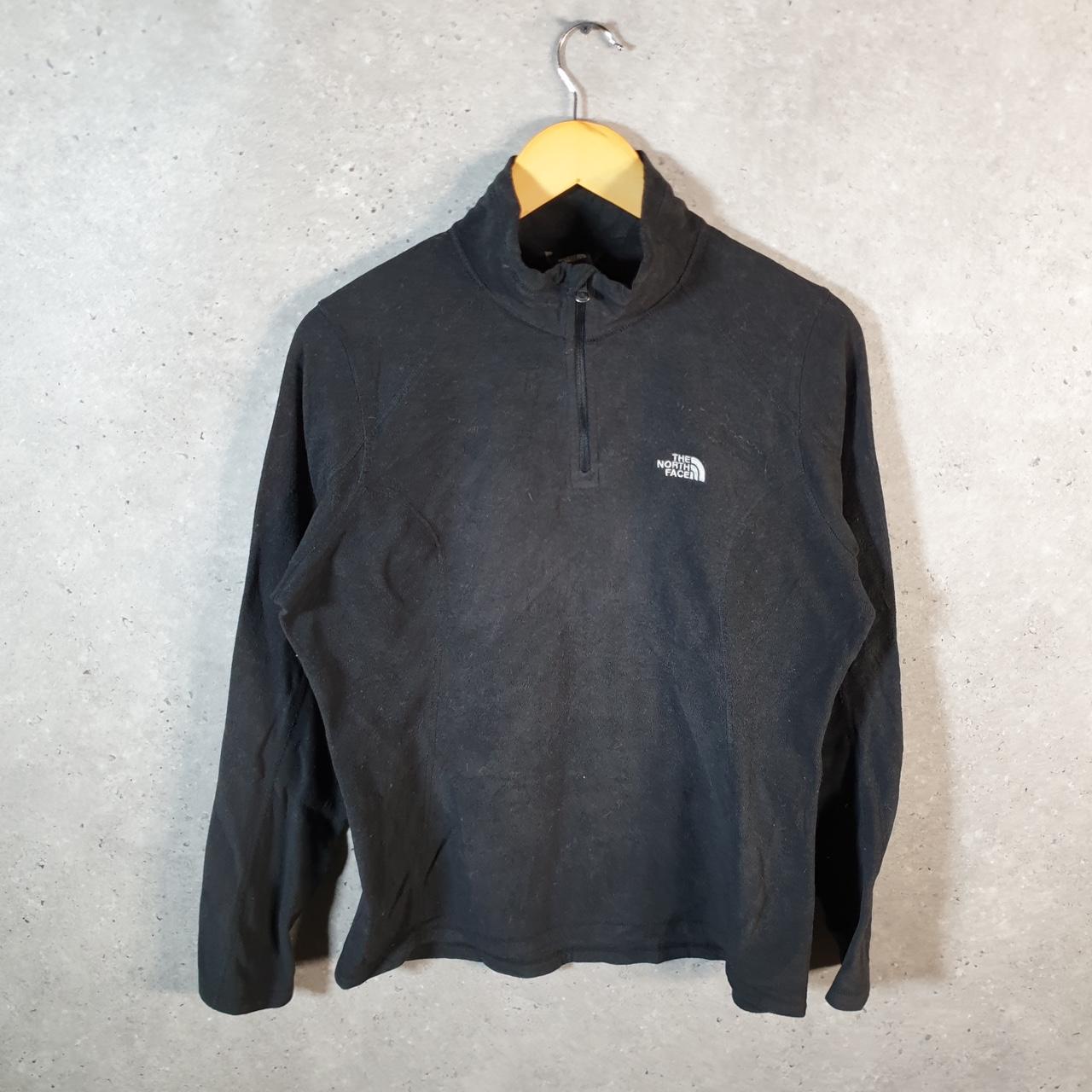 Vintage The North Face TNF Teddy Fleece Sweatshirt  Womens Large Black 1/4 Zip Logo
