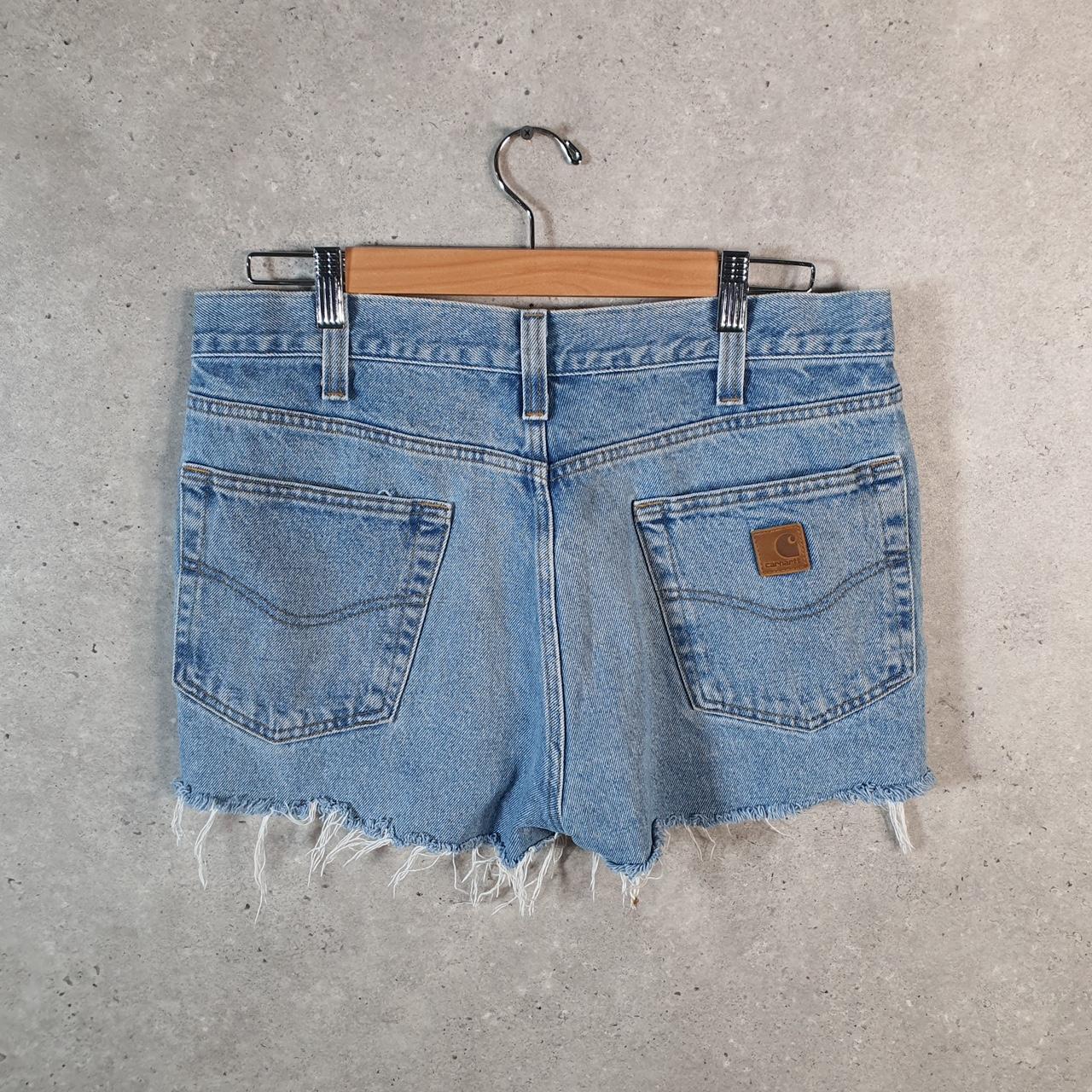Vintage Carhartt Baggy Carpenter Shorts Jorts Cargo Men’s W34 Blue Relaxed Denim Fit Workwear Big Fish Vintage