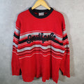 Vintage SouthPole Y2K Spellout Knit Sweater Jumper Mens XL Red Striped Pullover Hip Hop