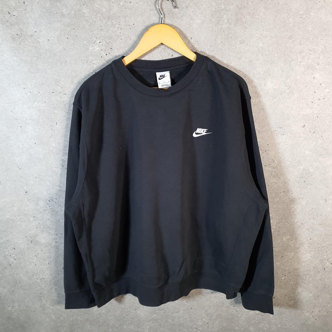 Vintage Nike Club Embroidered Sweatshirt Men’s XL Black Swoosh Y2K Pullover Logo