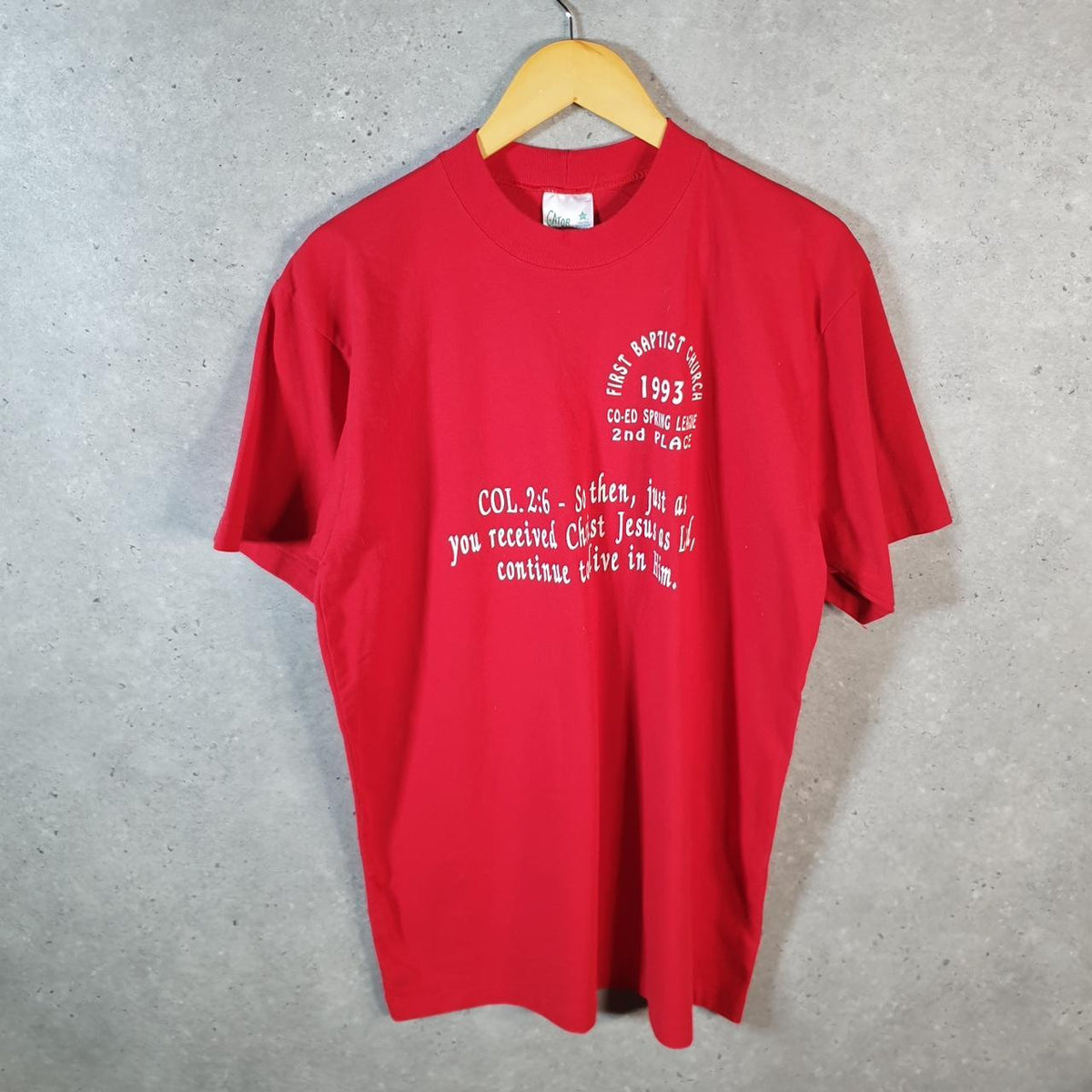 Vintage Gator 1993 First Baptist Church Graphic USA Single Stitch T Shirt Men’s XL Red