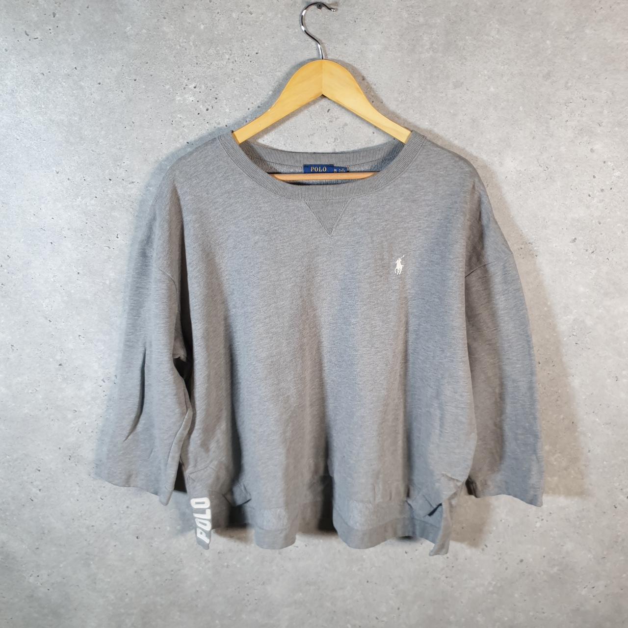 Vintage Ralph Lauren Polo Sweatshirt Womens XL Grey Cotton Pullover Pony