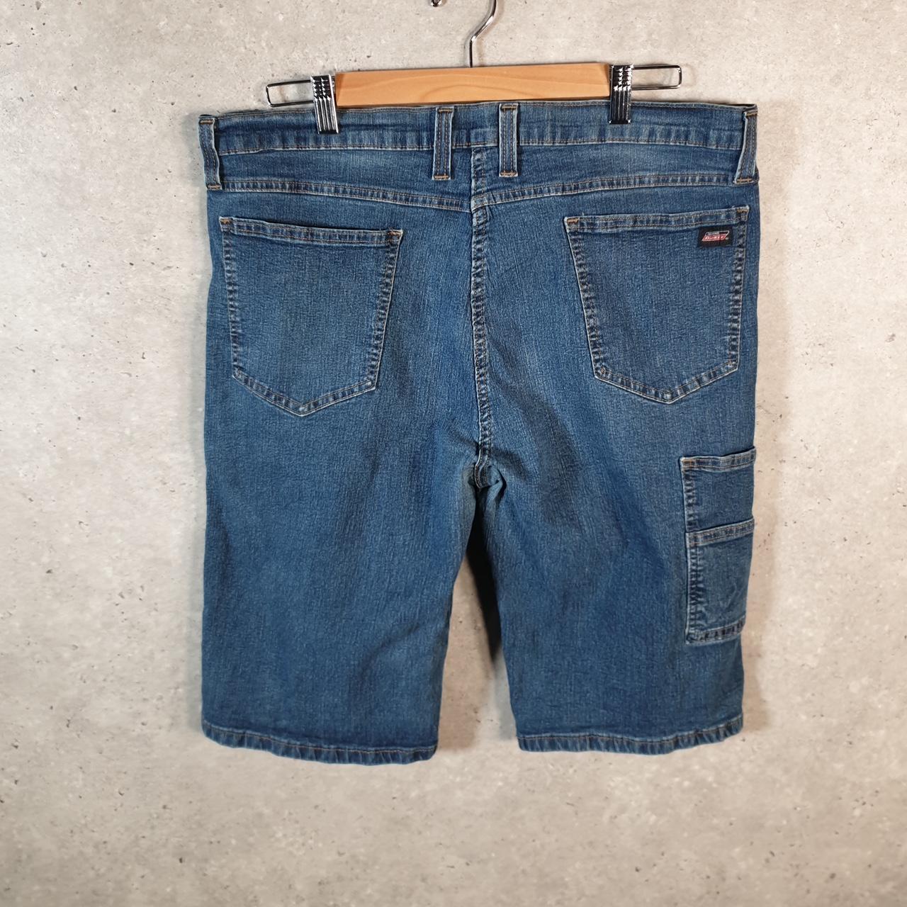 Vintage Dickies Baggy Denim Jean Shorts Jorts Cargo Mens W38 Blue Loose Fit