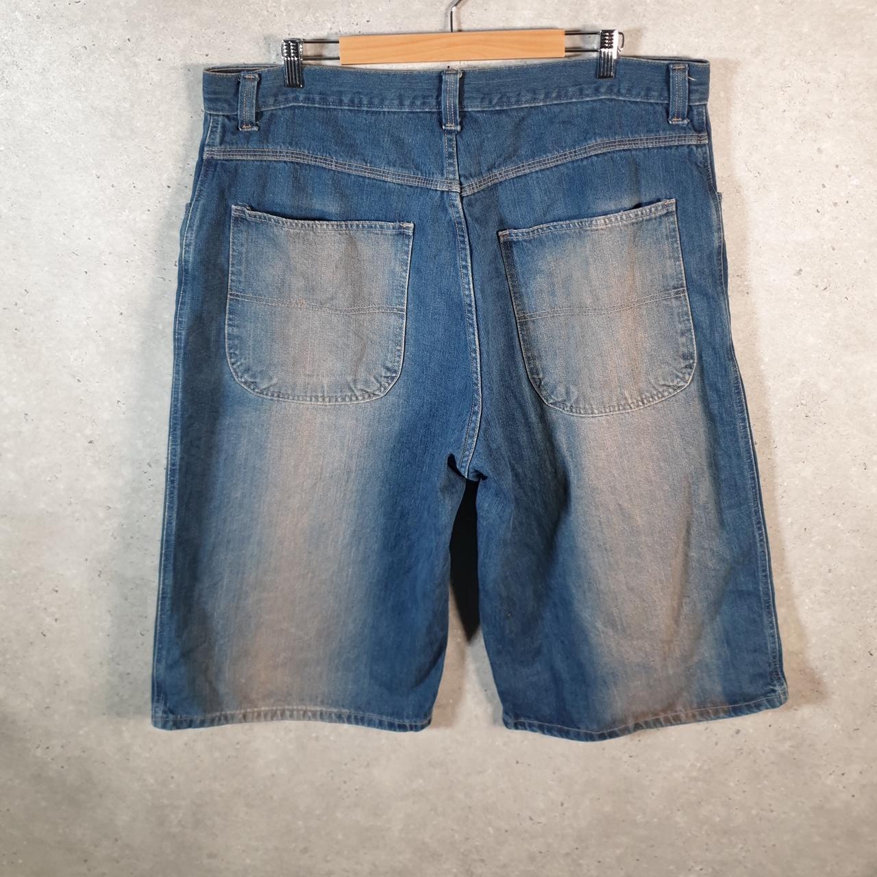 Vintage American Baggy Y2K Hip Hop Jeans Shorts Jorts Mens W42 Blue Denim USA Big Fish Vintage