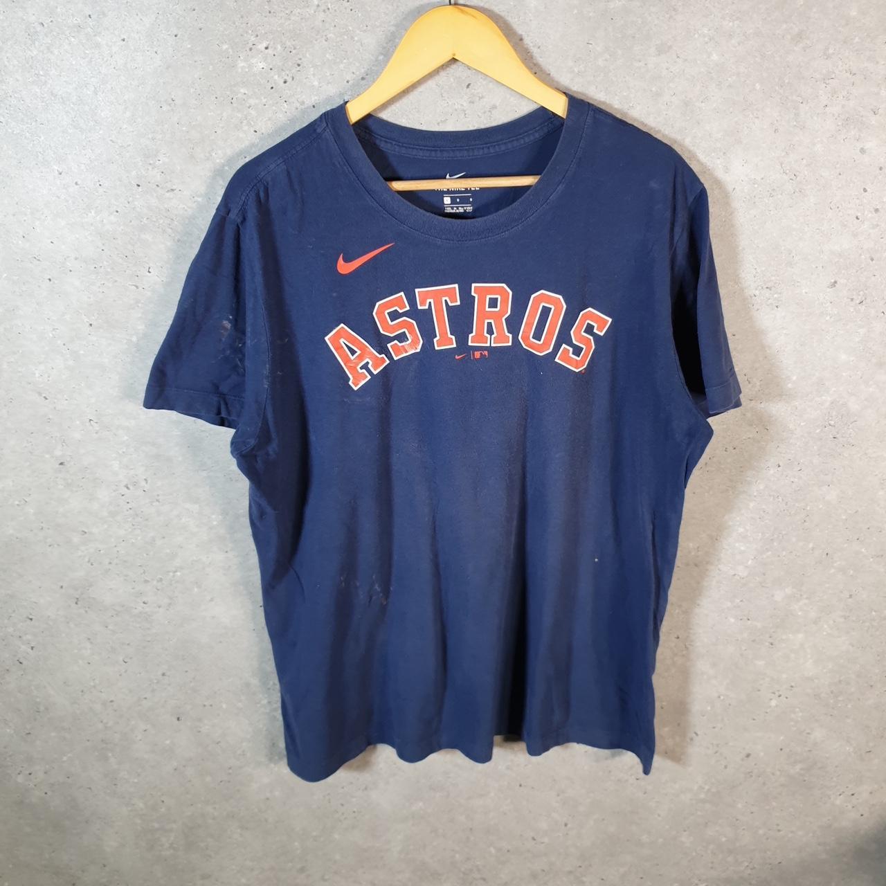 Vintage Nike MLB Astros Spellout T Shirt Mens Large Navy Blue Logo Swoosh Athletic