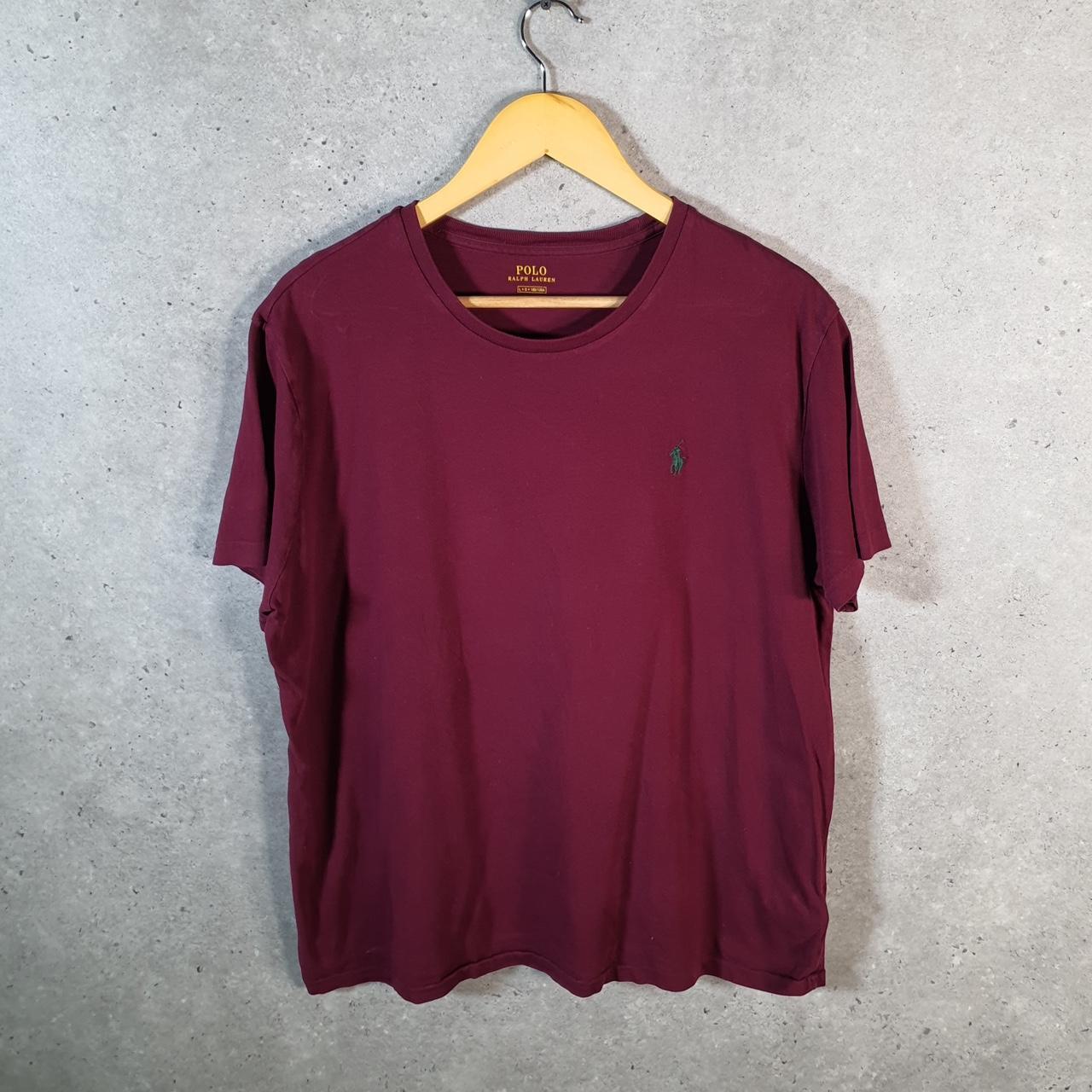 Vintage Ralph Lauren Polo Sport T Shirt Men’s Large Burgundy Red Custom Fit Embroidered Pony C8691