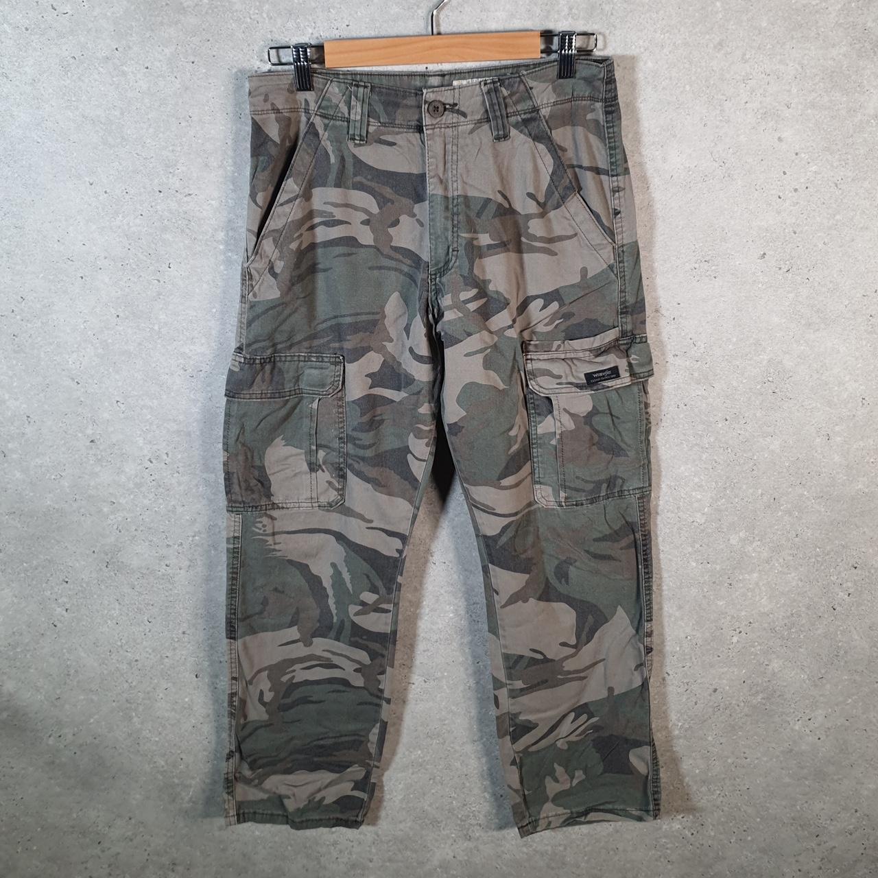 Vintage Wrangler Camouflage Army Cargo Trousers Mens W30 L30 Green RealTree Big Fish Vintage