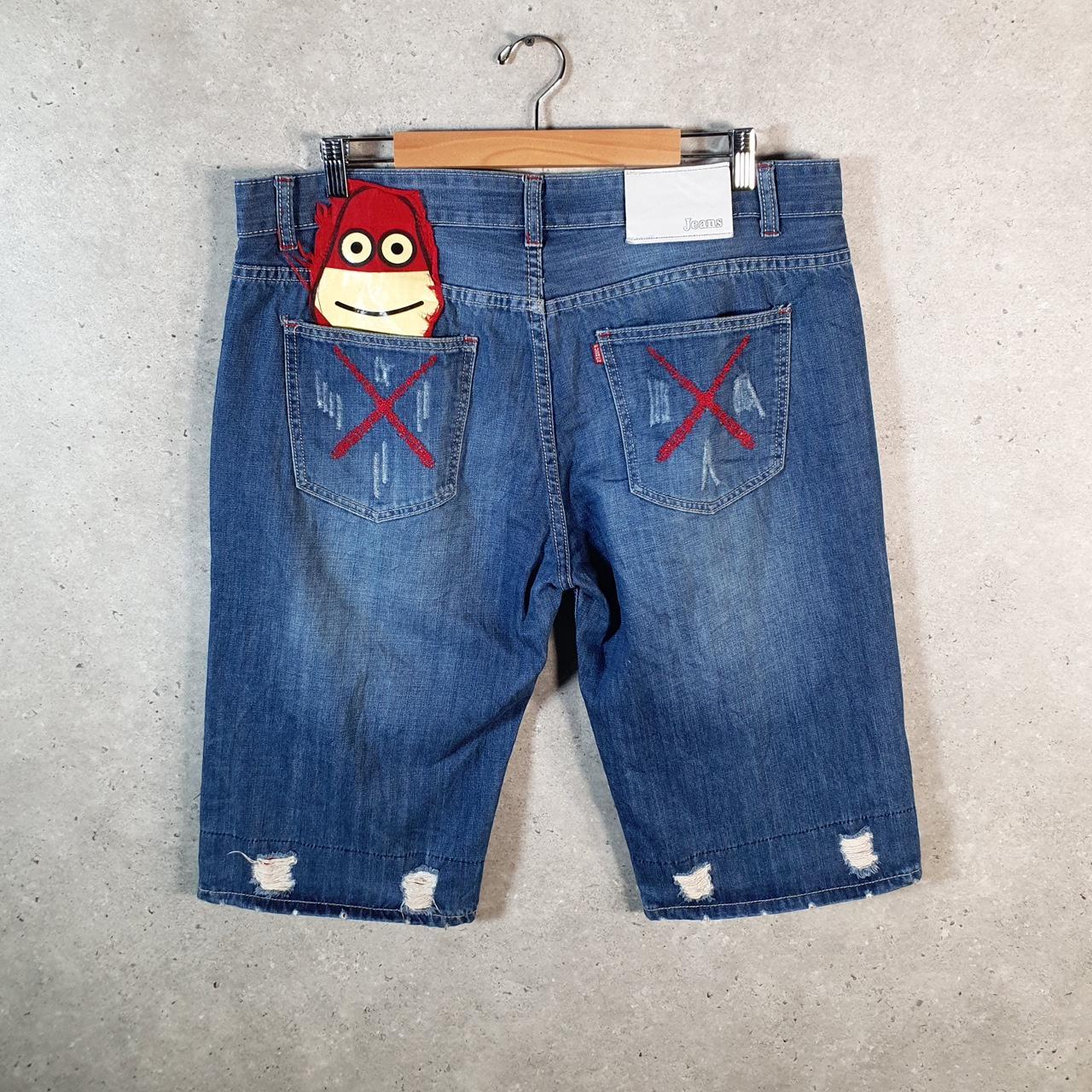 Vintage Coca Cola Baggy Y2K Hip Hop Jorts Shorts Mens W38 Blue Denim USA A4672