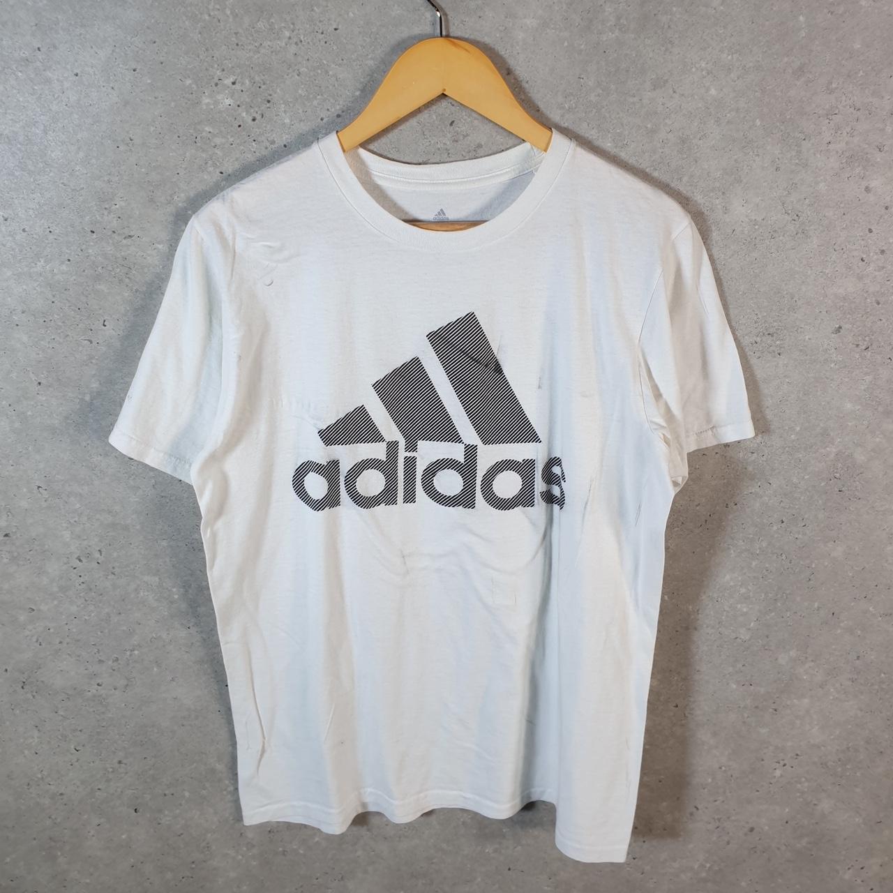 Vintage Adidas Go To Tee T Shirt Men’s Medium White Three Stripes Logo Athletic