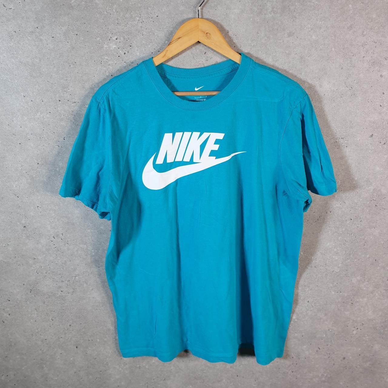 Vintage Nike T Shirt Men’s Large Blue Printed Single Swoosh Logo Athletic C8240