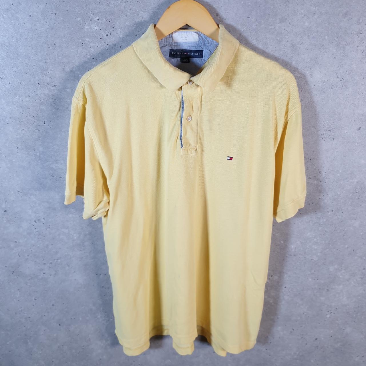 Vintage Tommy Hilfiger Polo Shirt Men’s Large Yellow Regular Fit Embroidered Logo