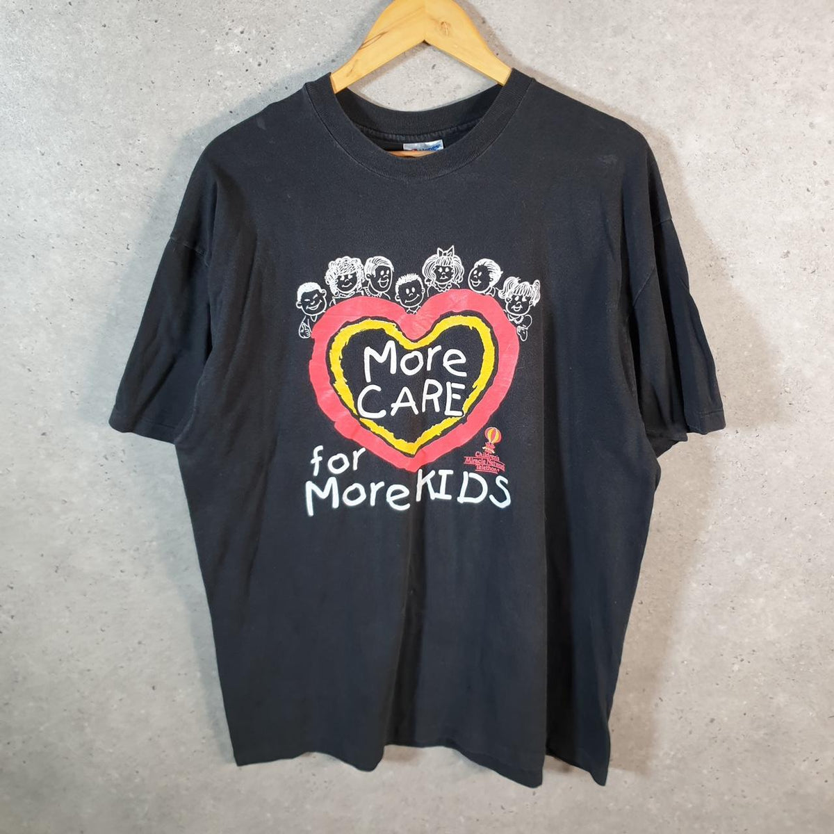 Vintage Hanes Children’s Miracle Network 90s USA Single Stitch T Shirt Men’s XL Black C8361