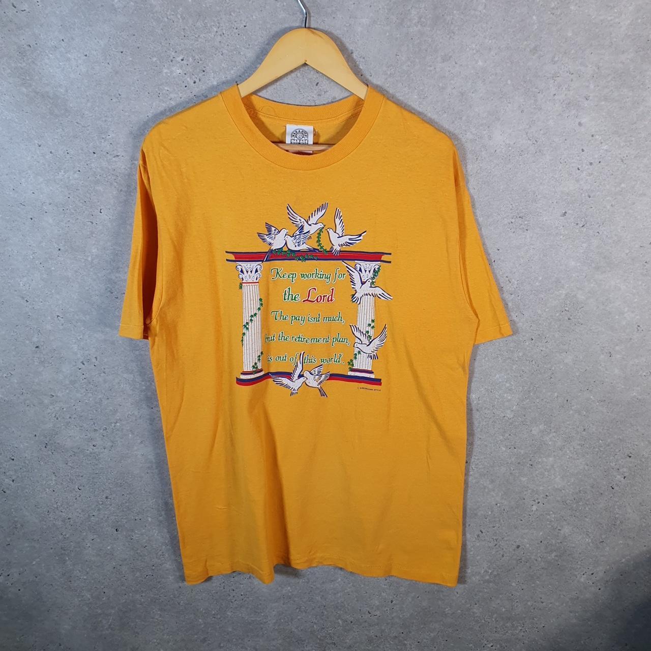 Vintage Paradise Garage Jesus Church 90s USA Single Stitch T Shirt Men’s Large yellow