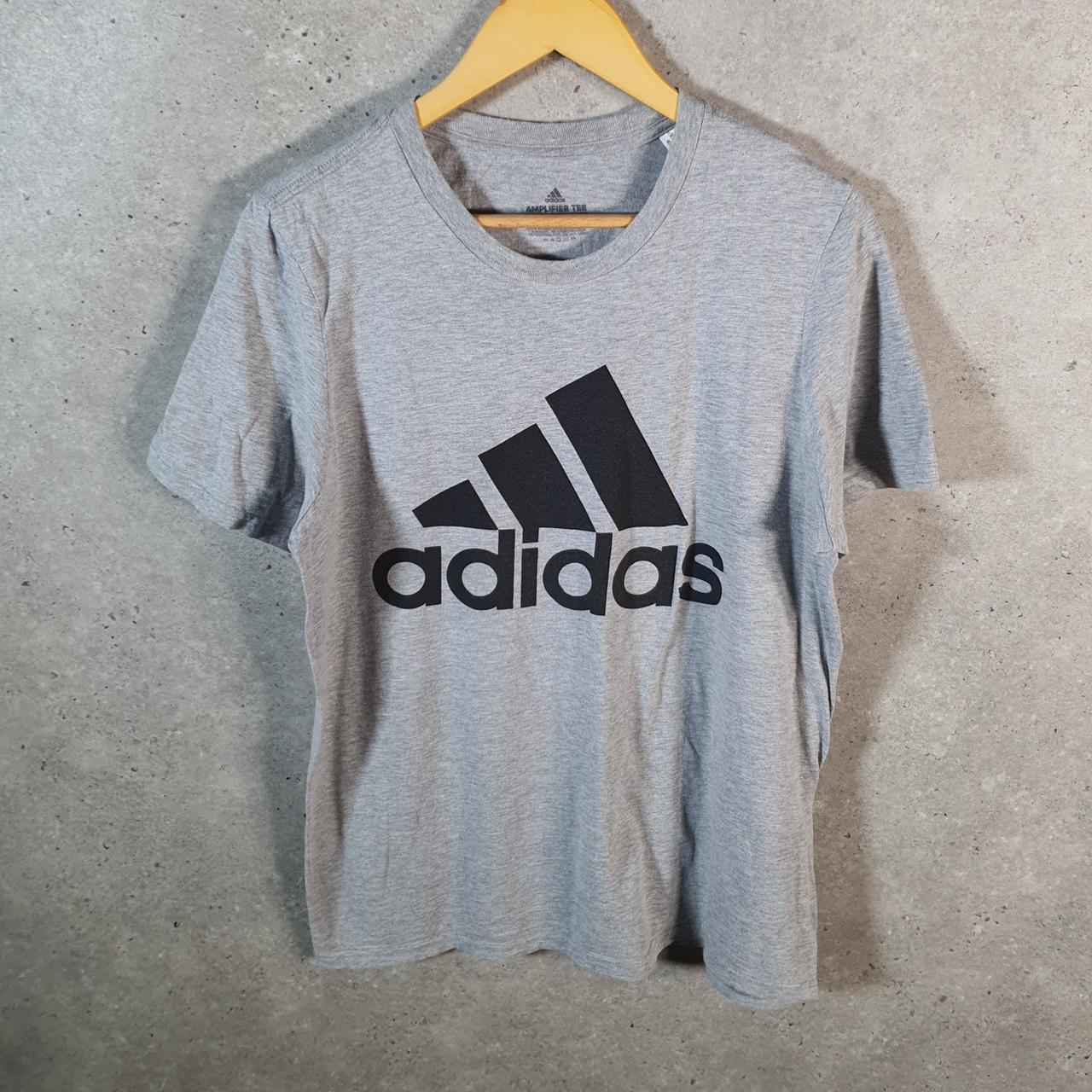 Vintage Adidas Amplifier T Shirt Men’s Medium Grey Three Stripes Athletic Logo