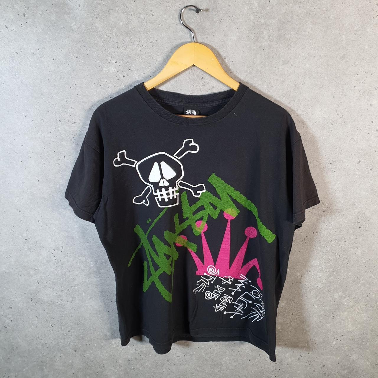 Vintage Stussy Spellout Printed T Shirt Men’s Medium Black Graphic Short Sleeve