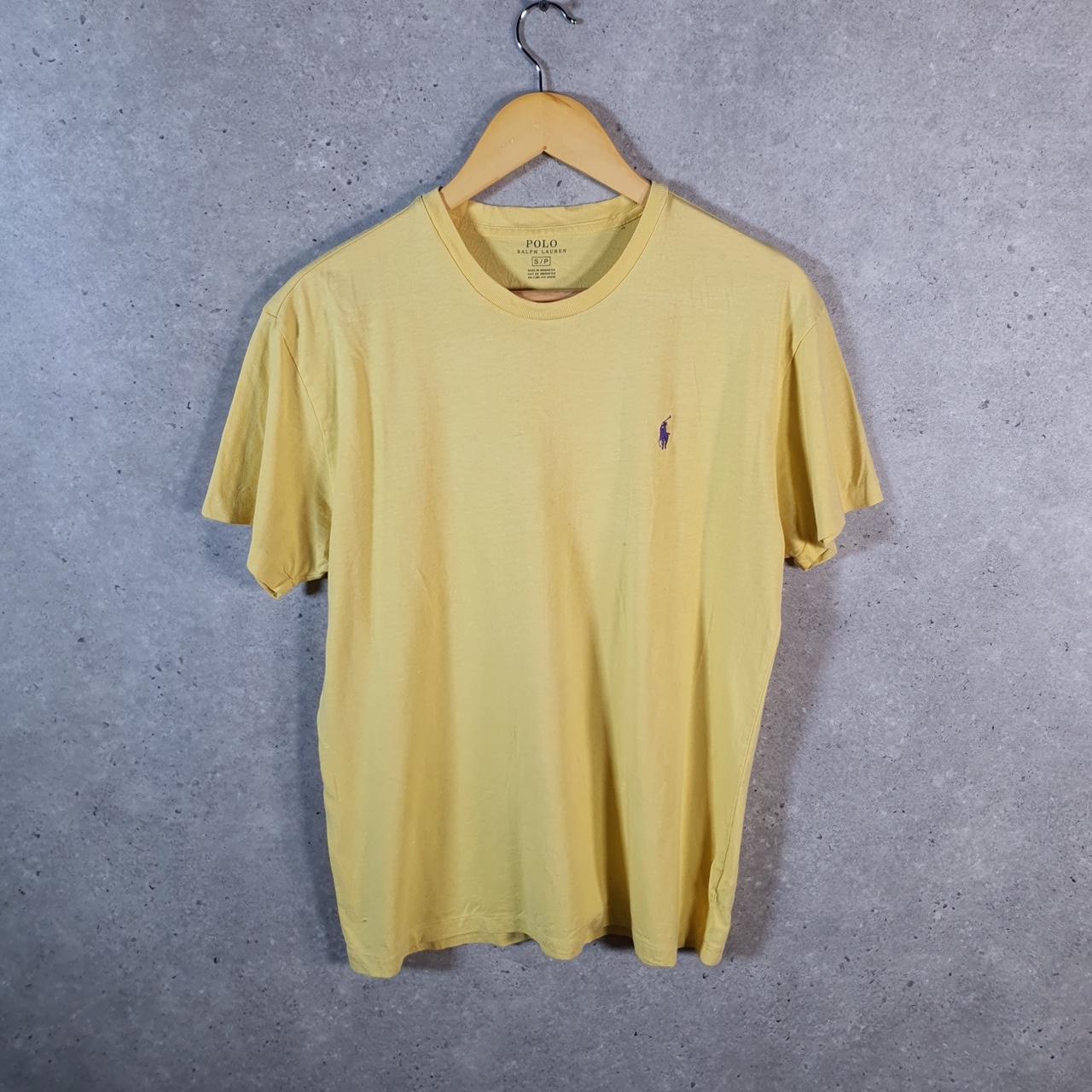 Vintage Ralph Lauren Polo Sport T Shirt Men’s Small Yellow Classic Fit Embroidered Pony C8718