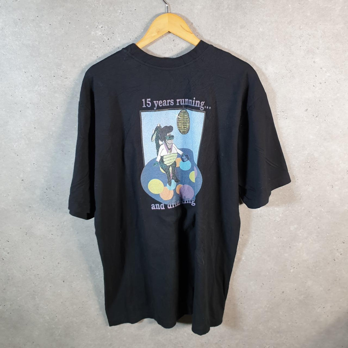 Vintage Yongsan Kimchi 15th Seoul 90s USA Graphic Single Stitch T Shirt Men’s Large Black Big Fish Vintage