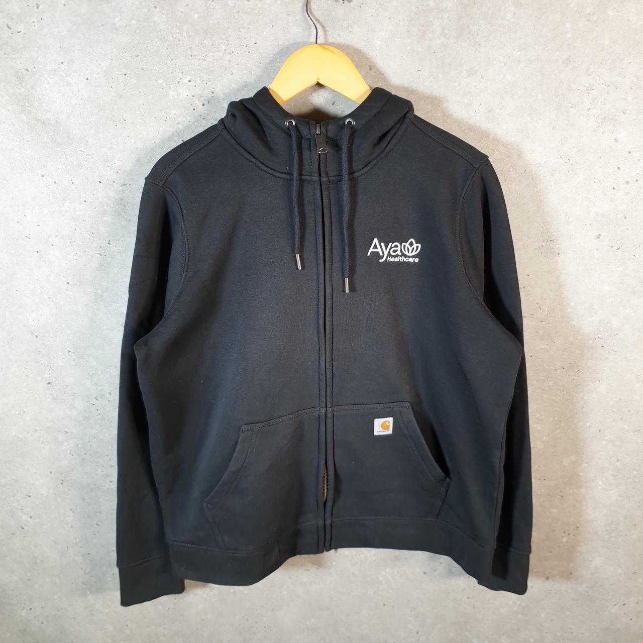 Vintage Carhartt Hoodie Womens Large Black Full Zip Sweatshirt USA Relaxed Fit