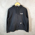 Vintage Carhartt Hoodie Womens Large Black Full Zip Sweatshirt USA Relaxed Fit