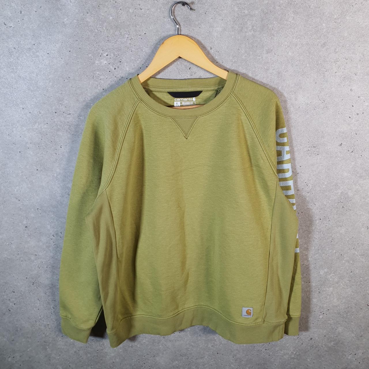 Vintage Carhartt Sweatshirt Womens XL Green Pullover Blank USA Relaxed Fit
