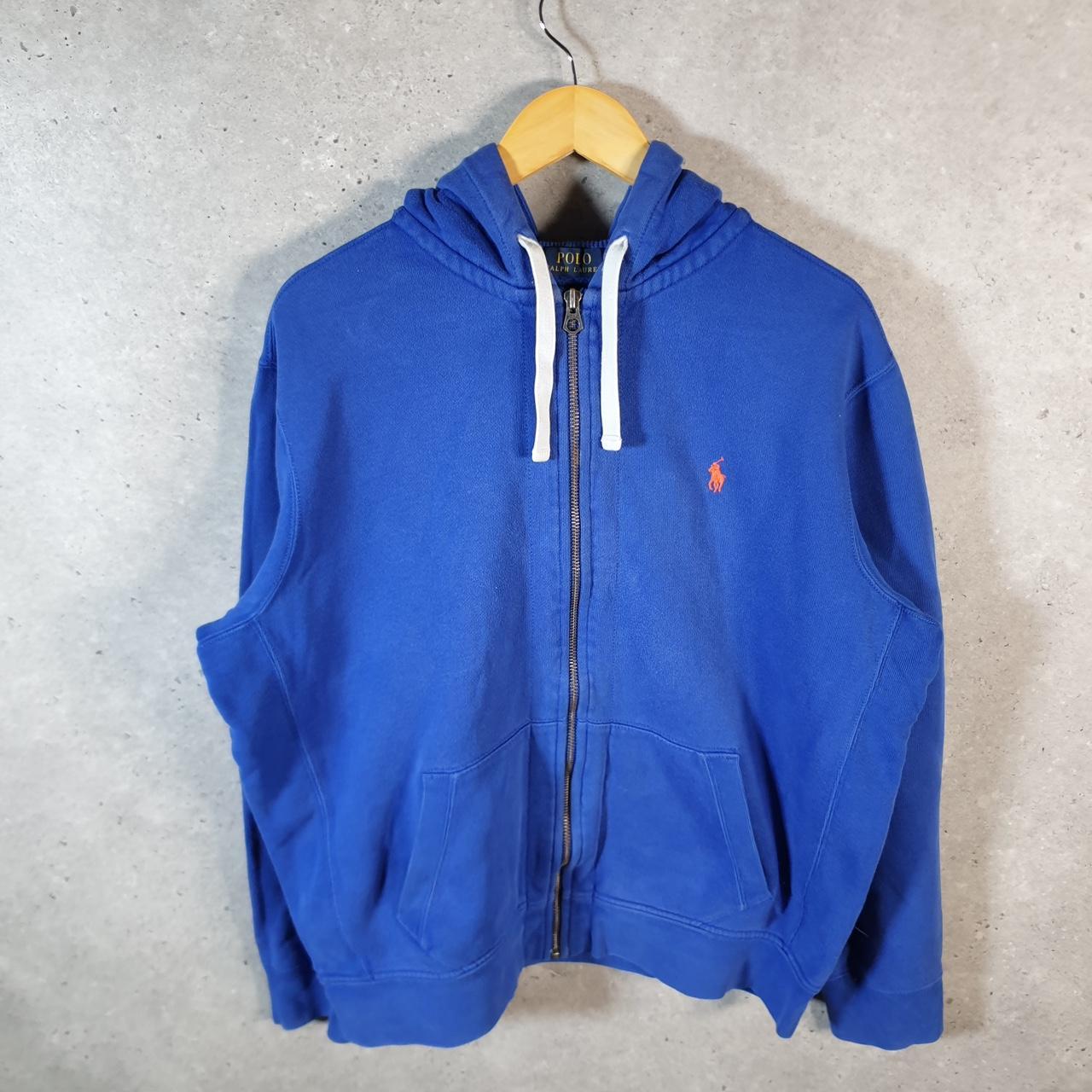 Vintage Ralph Lauren Polo Heavyweight Hoodie Men’s XL Blue Cotton Full Zip Pony