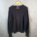 Vintage Ralph Lauren Polo Heavyweight Sweatshirt Men’s Large Black Pullover Pony C8847