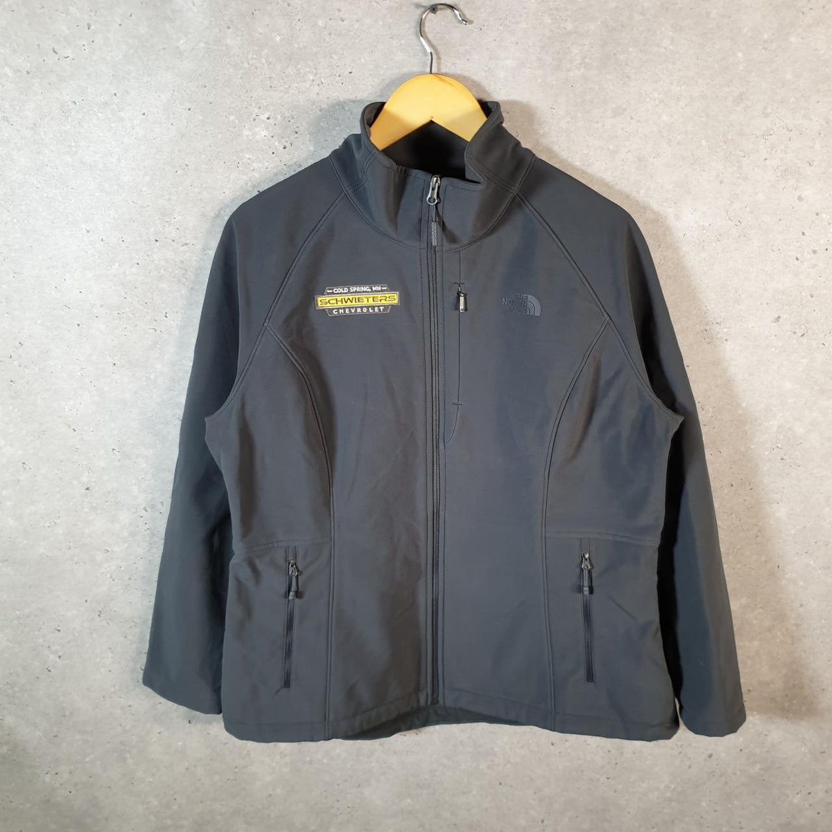 Vintage The North Face TNF Soft Shell Jacket Womens XL Grey Full Zip Logo