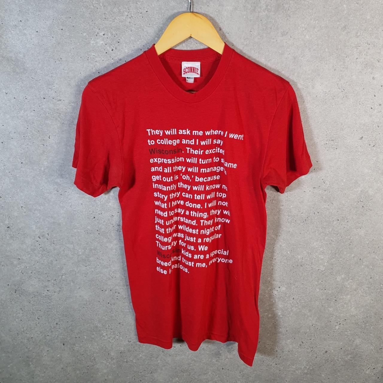 Vintage Sconnie Wisconsin 90s USA Single Stitch T Shirt Men’s Small Red