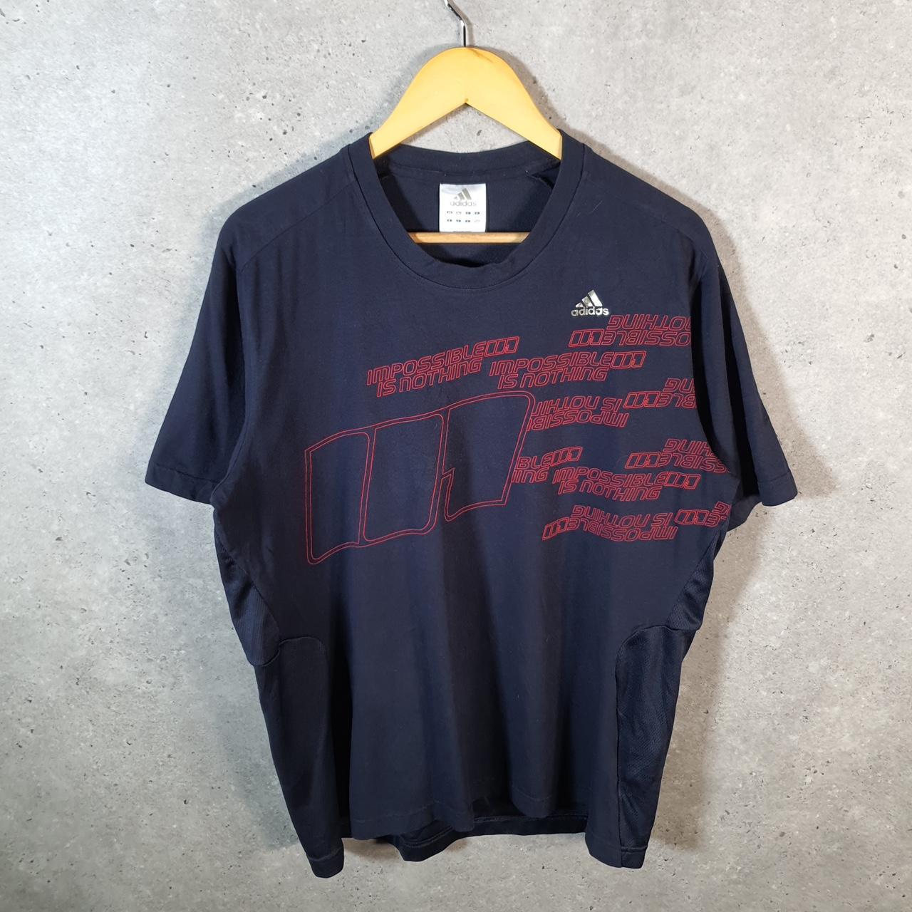 Vintage Adidas Impossible Is Nothing T Shirt Men’s Large Navy Blue Three Stripes Logo