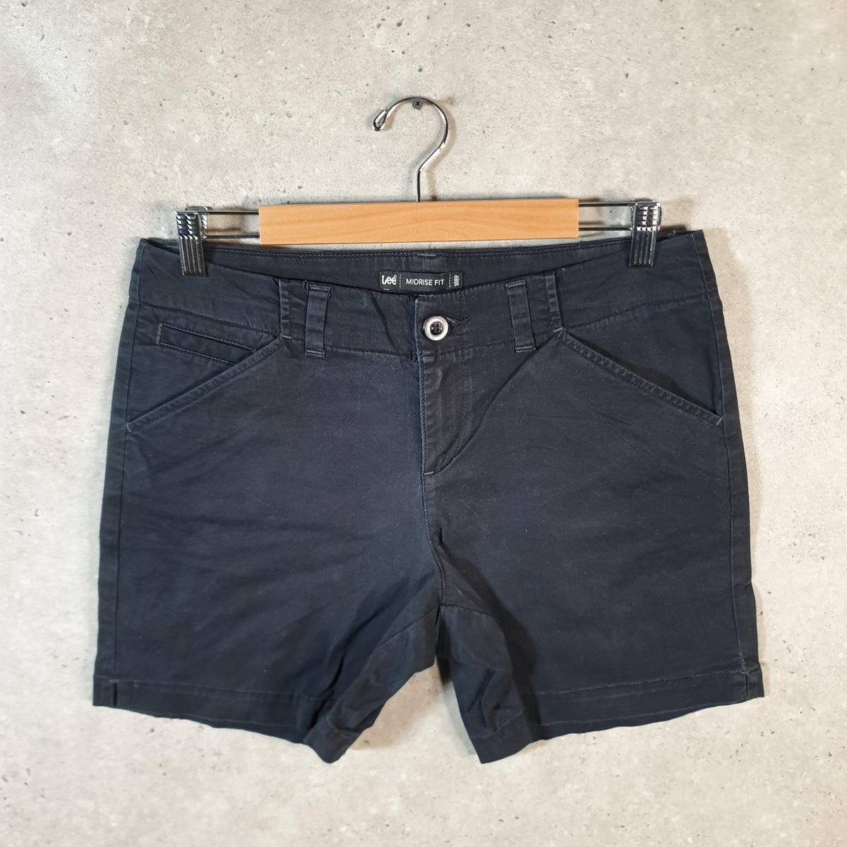 Vintage Lee Baggy Shorts Jorts Cargo Womens W32 Black Relaxed Cotton