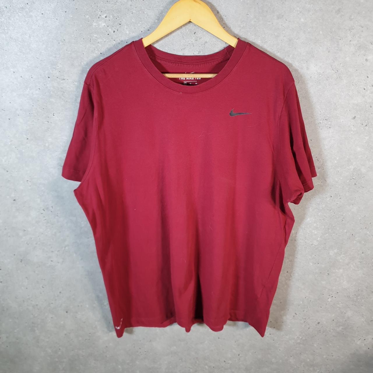 Vintage Nike Dri Fit T Shirt Men’s XL Burgundy Red Logo Printed Swoosh Athletic