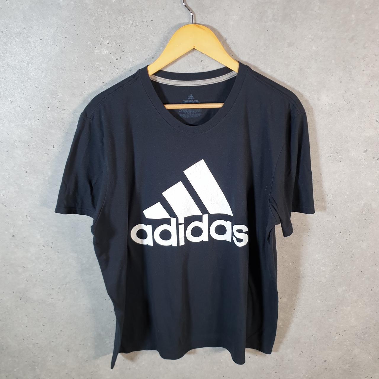 Vintage Adidas Go To Performance Tee T Shirt Men’s XL Black Three Stripes Logo Athletic