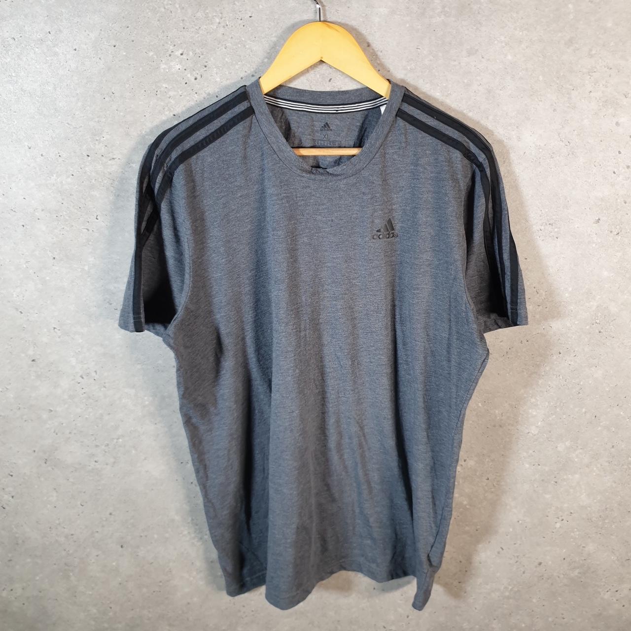 Vintage Adidas Climalite T Shirt Men’s XL Grey Three Stripes Logo Athletic