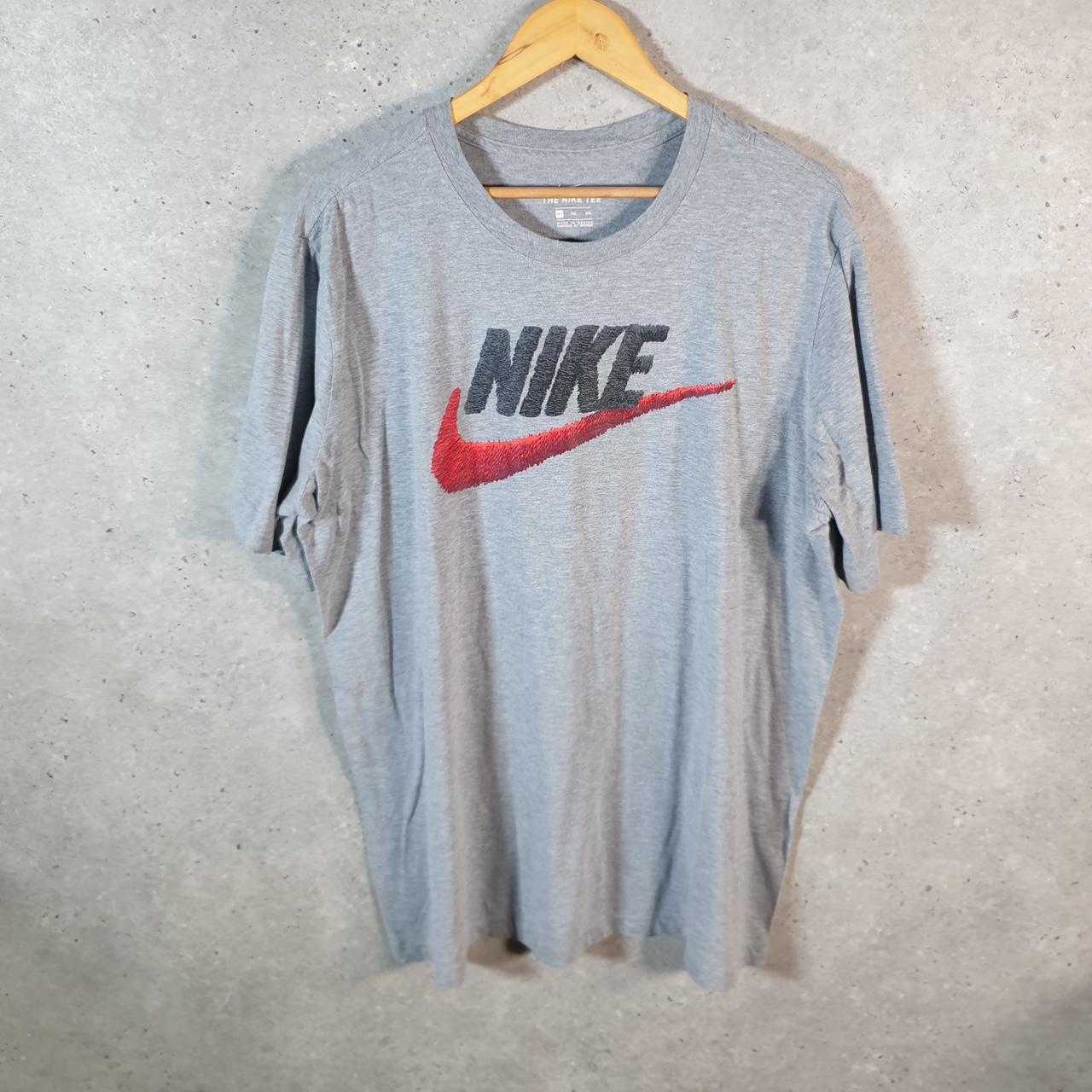 Vintage Nike T Shirt Men’s XL Grey Printed Single Swoosh Logo Athletic C8293