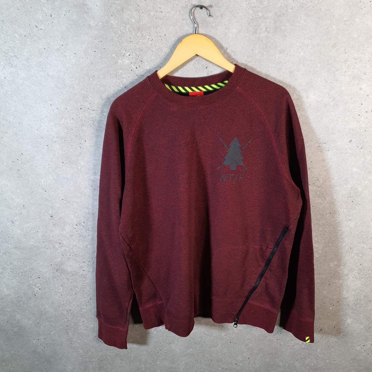 Vintage Nike Swoosh Sweatshirt Womens Large Burgundy Red Y2K Pullover